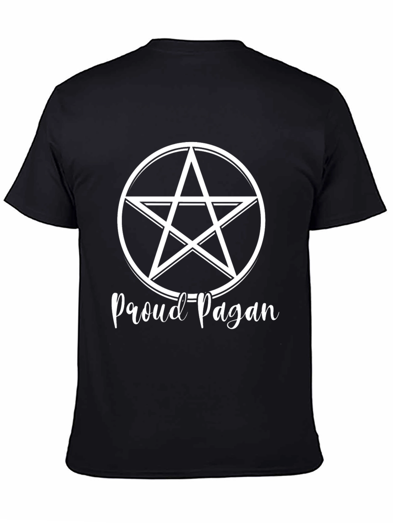 Proud Pagan Black T-Shirt - Wiccan Star Design