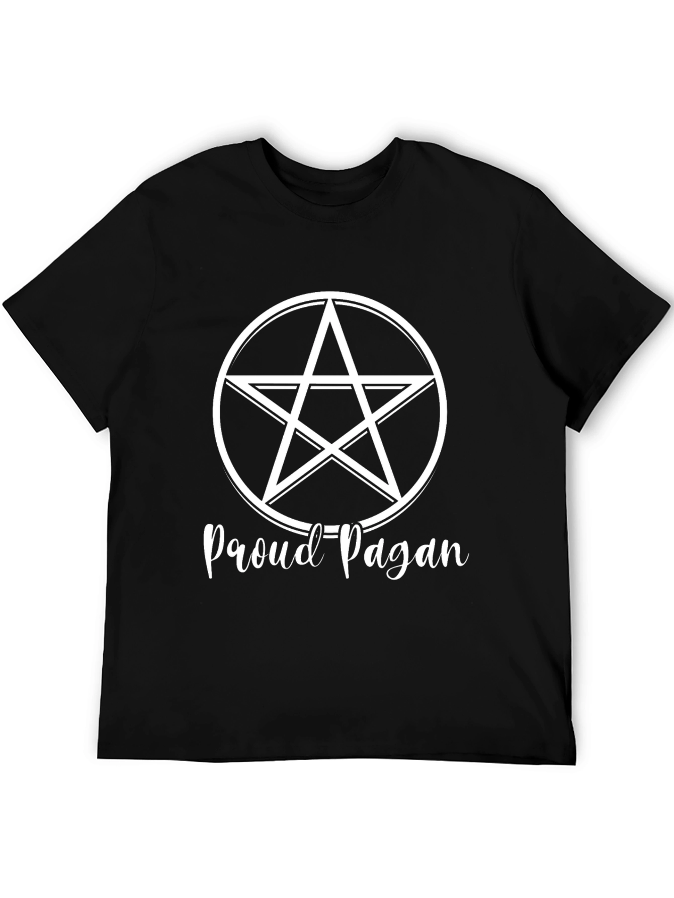 Proud Pagan Black T-Shirt - Wiccan Star Design