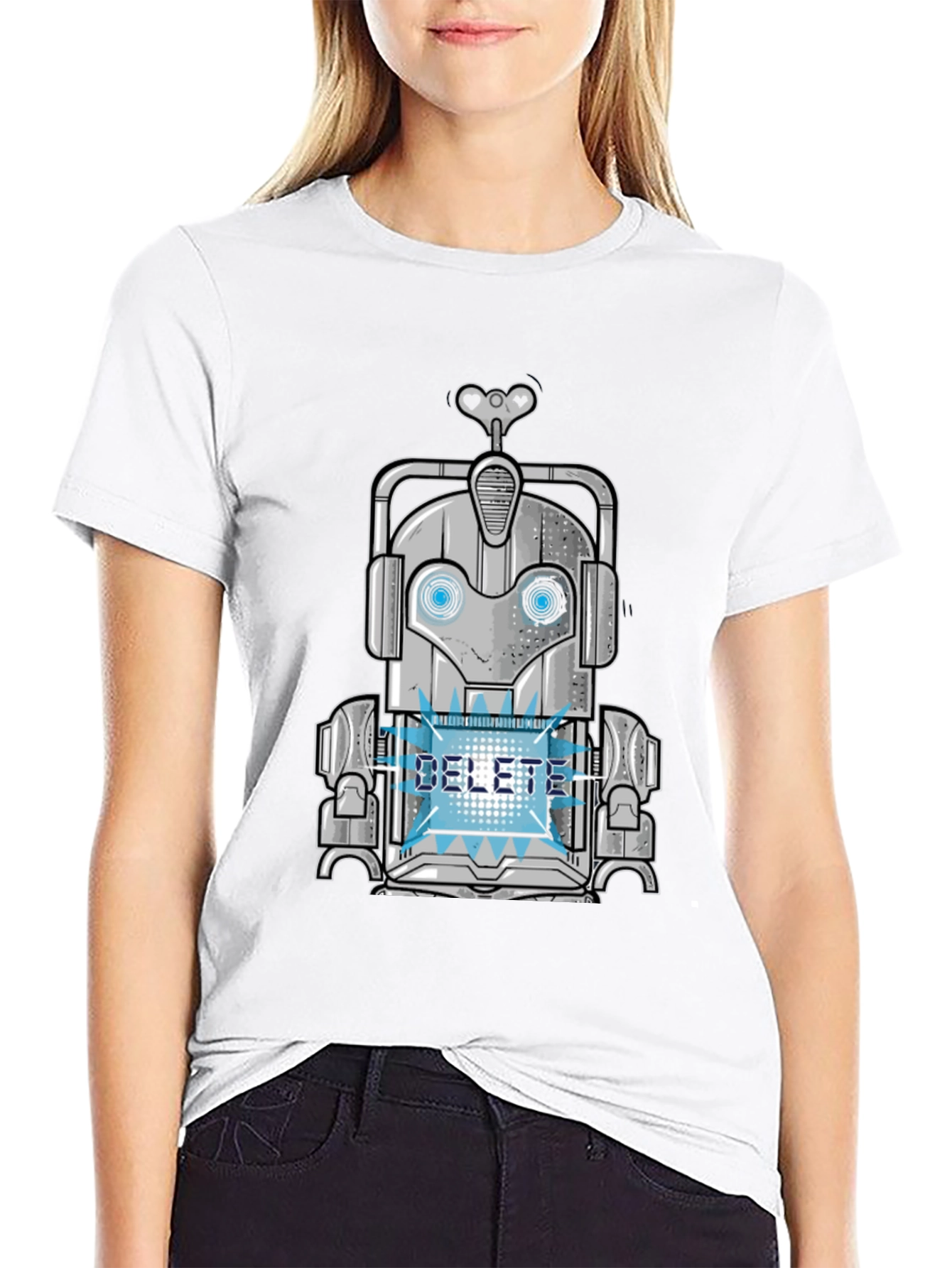 Cybernetic Delete Robot Graphic T-Shirt