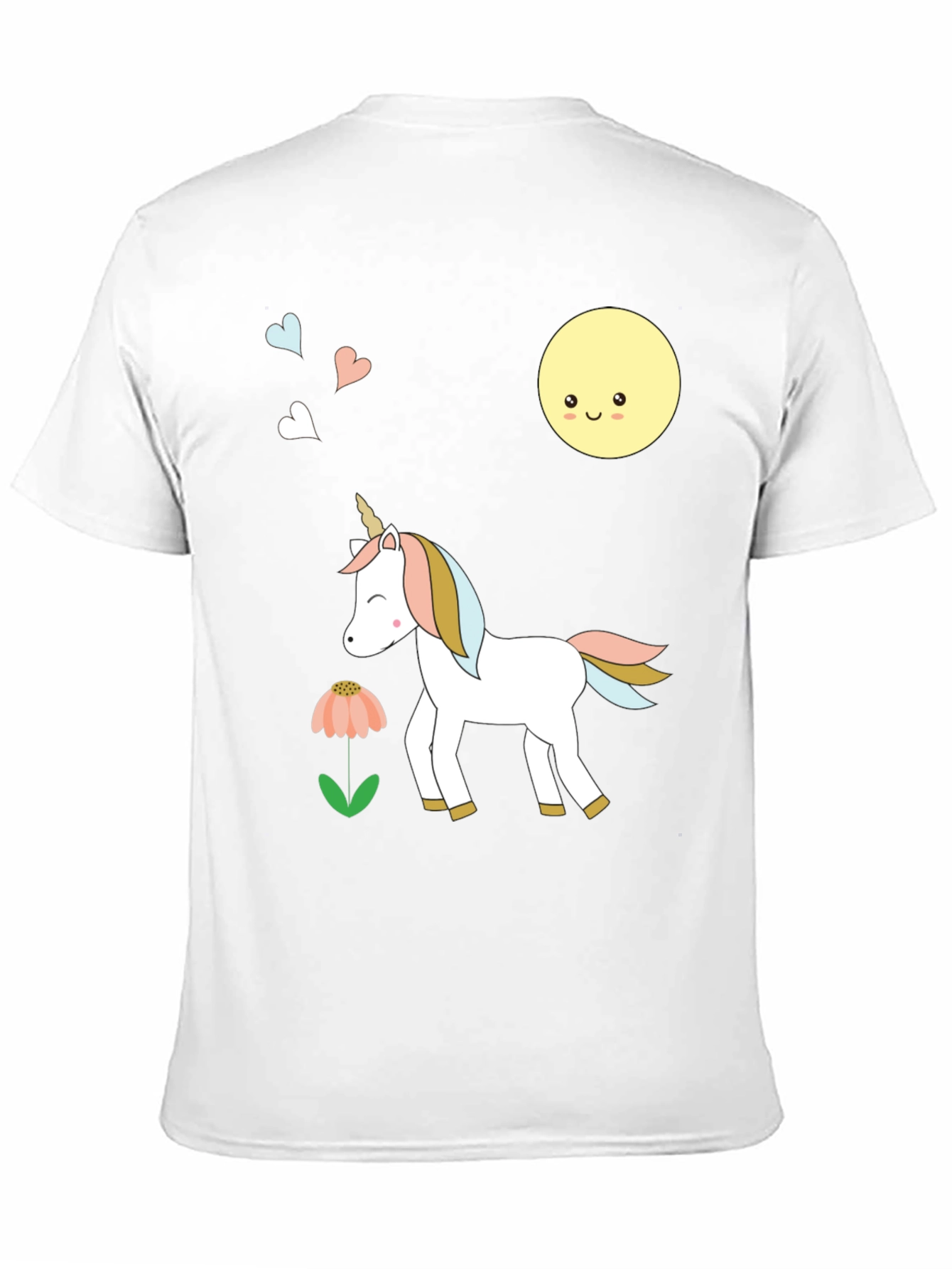 Cute Unicorn & Moon Graphic Black T-Shirt