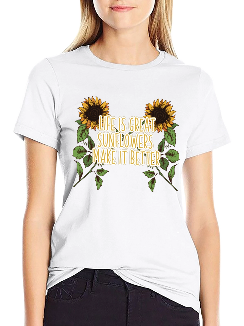 Sunflower Graphic Tee - Life is Great T-Shirt