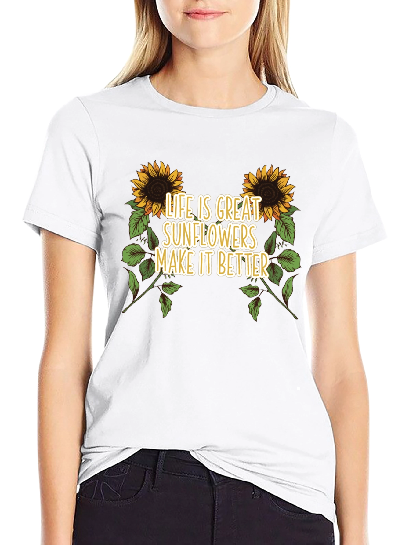 Sunflower Graphic Tee - Life is Great T-Shirt