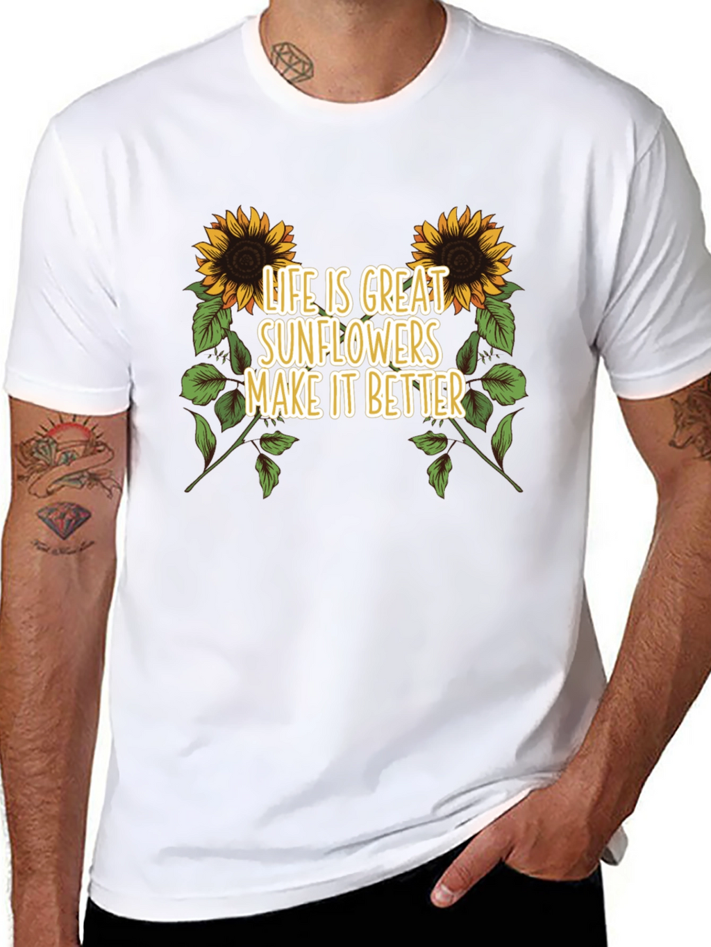 Sunflower Graphic Tee - Life is Great T-Shirt
