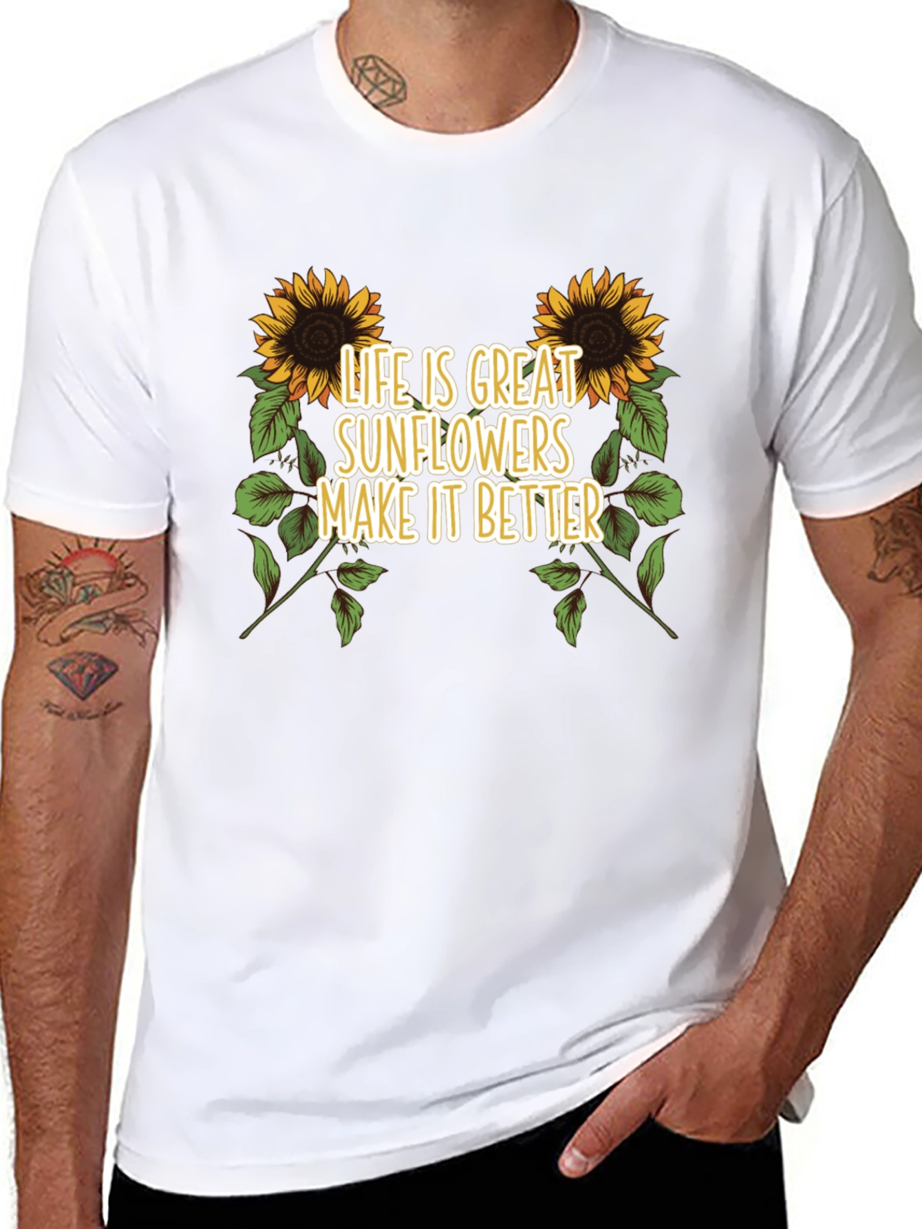 Sunflower Graphic Tee - Life is Great T-Shirt