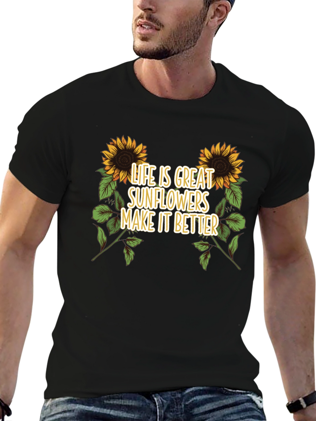 Sunflower Graphic Tee - Life is Great T-Shirt