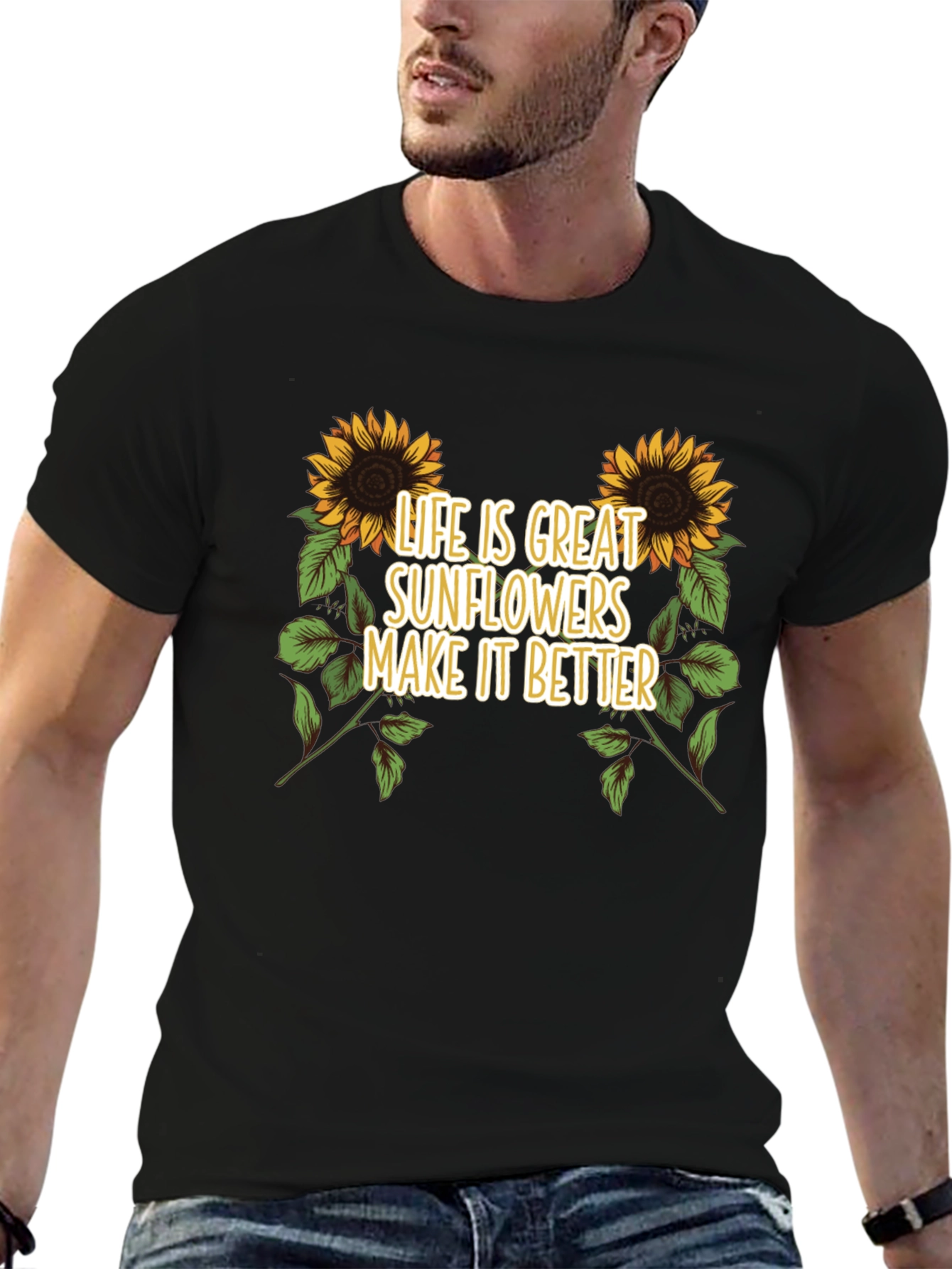Sunflower Graphic Tee - Life is Great T-Shirt