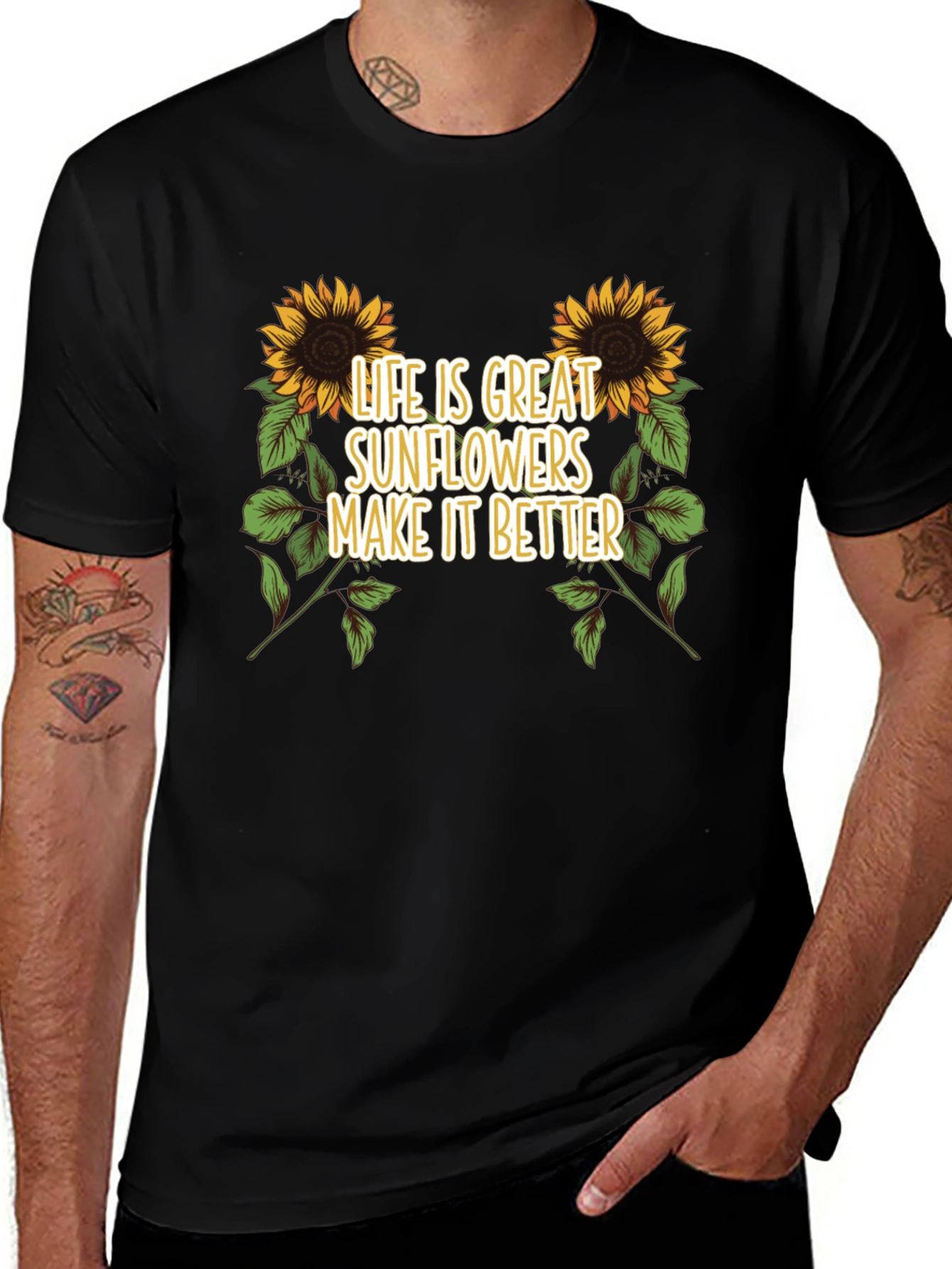 Sunflower Graphic Tee - Life is Great T-Shirt