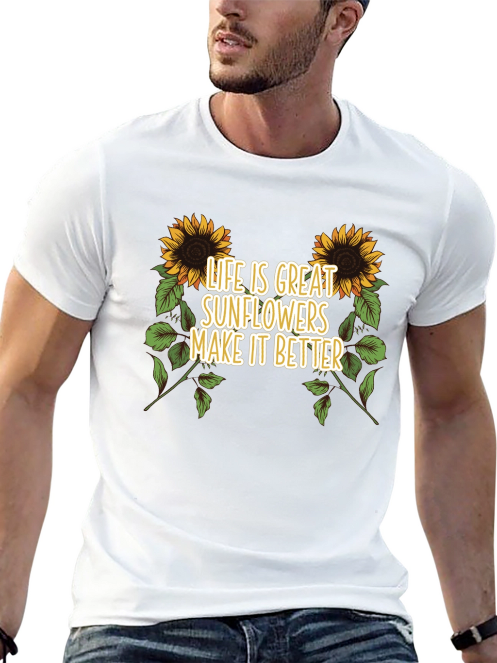 Sunflower Graphic Tee - Life is Great T-Shirt