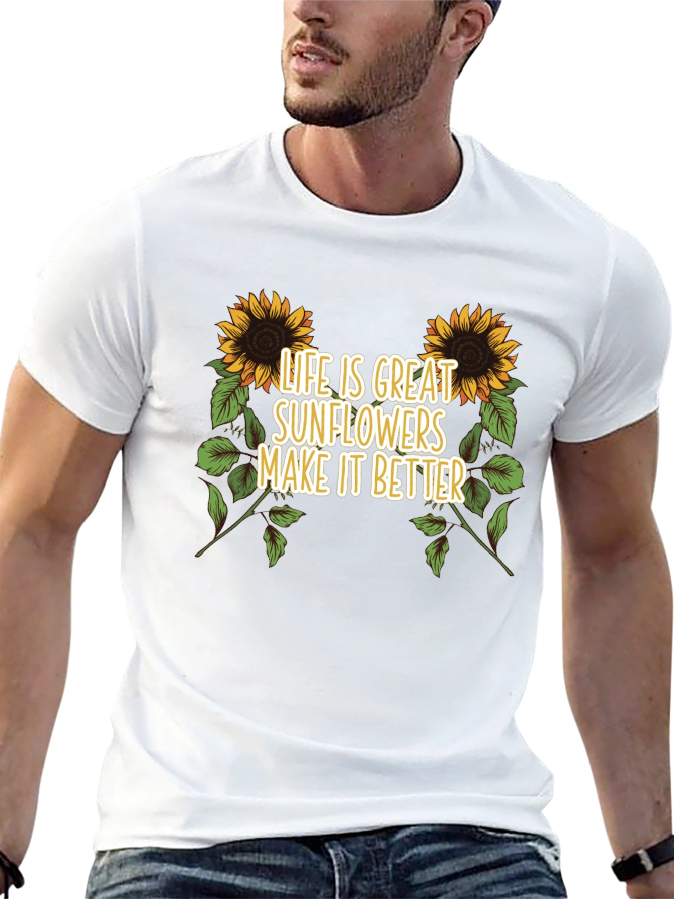 Sunflower Graphic Tee - Life is Great T-Shirt