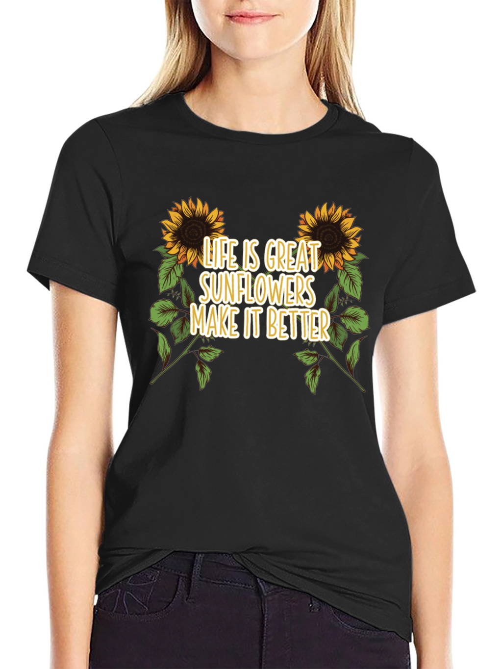 Sunflower Graphic Tee - Life is Great T-Shirt