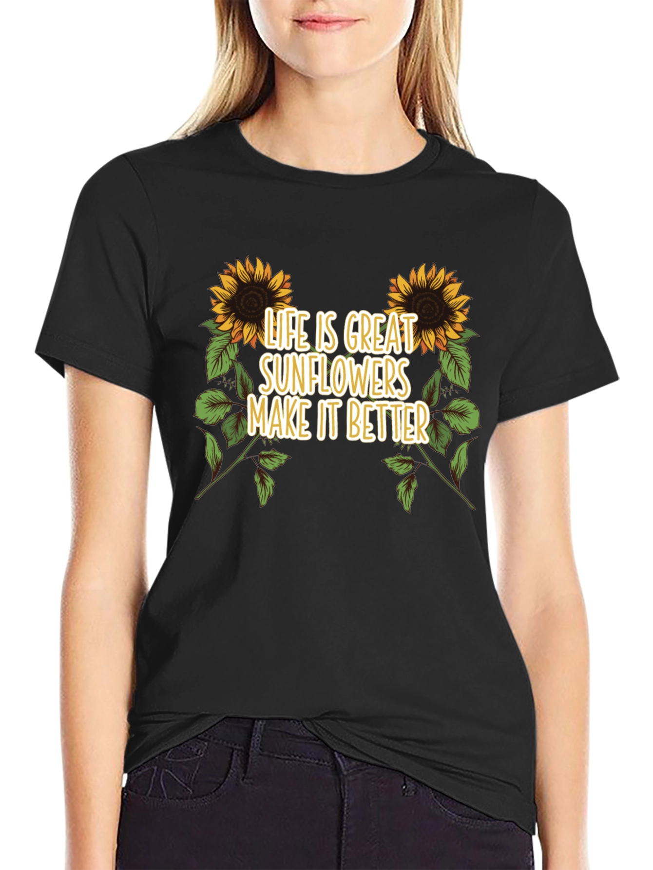 Sunflower Graphic Tee - Life is Great T-Shirt