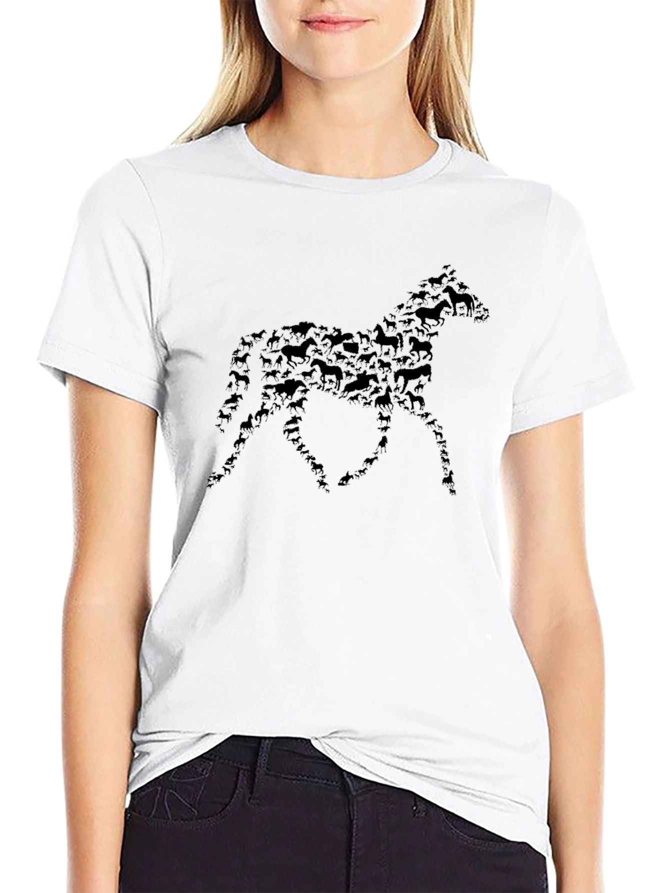 Horse Silhouette Graphic Print Tee
