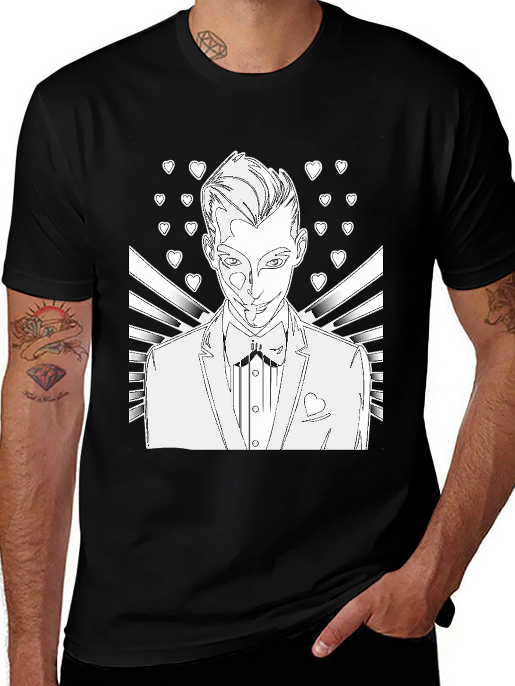 Line Art Tuxedo Man T-Shirt