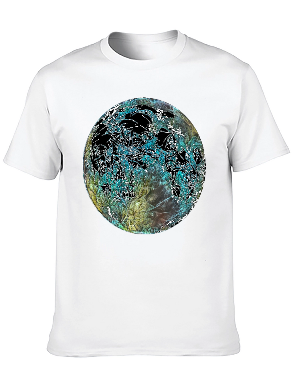 Abstract Floral Globe Black T-Shirt