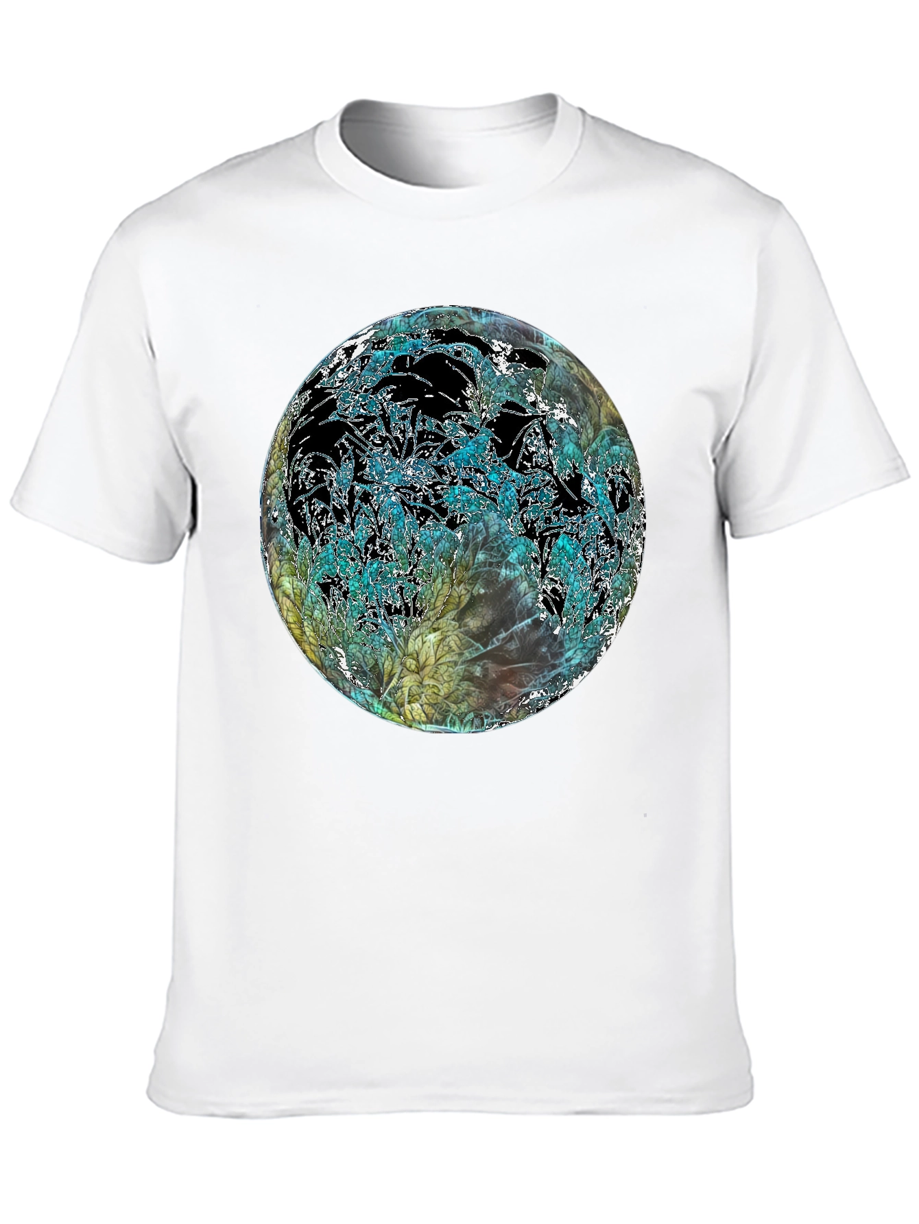 Abstract Floral Globe Black T-Shirt