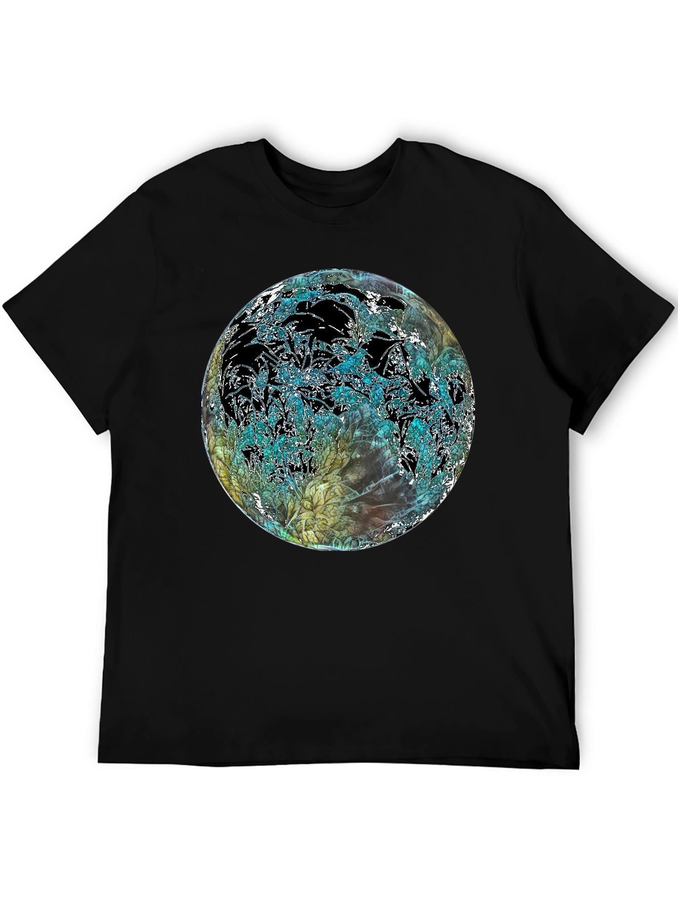 Abstract Floral Globe Black T-Shirt