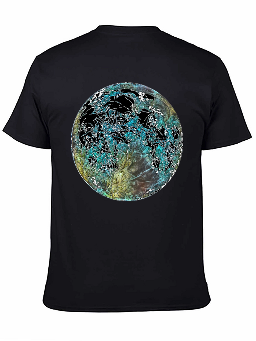 Abstract Floral Globe Black T-Shirt