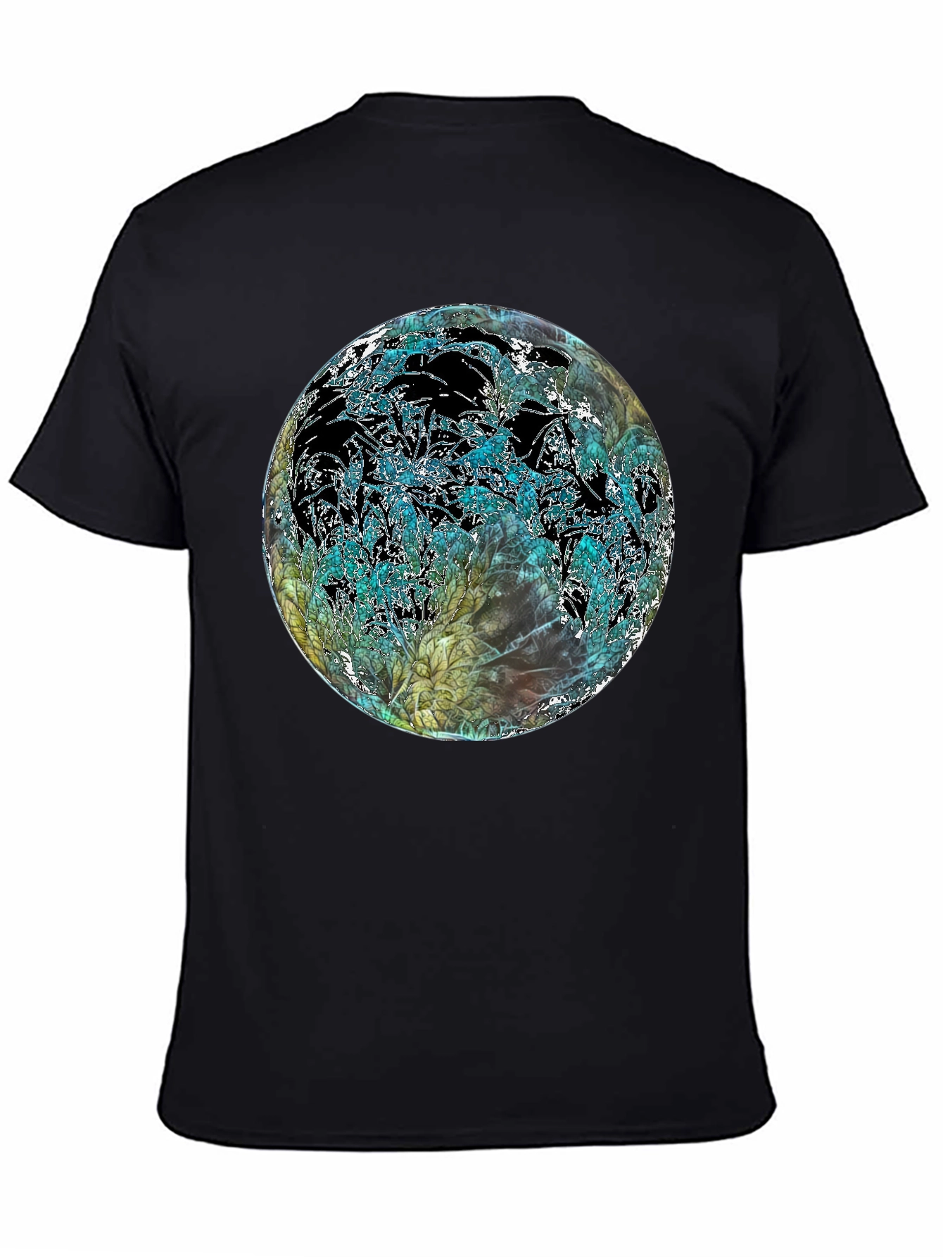 Abstract Floral Globe Black T-Shirt