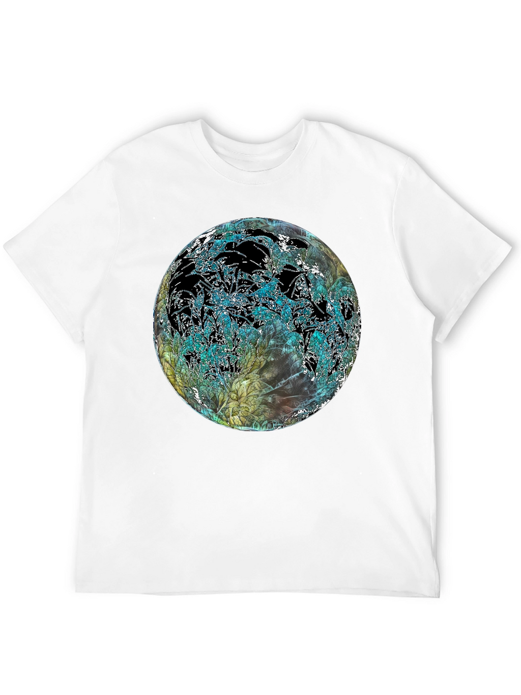 Abstract Floral Globe Black T-Shirt
