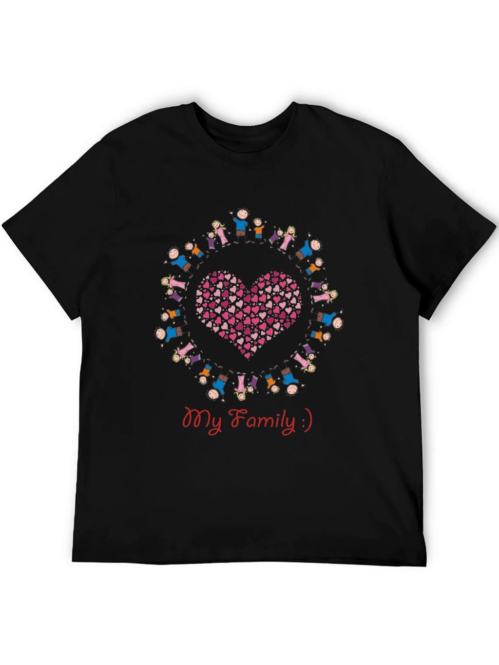My Family Heart Graphic Black T-Shirt