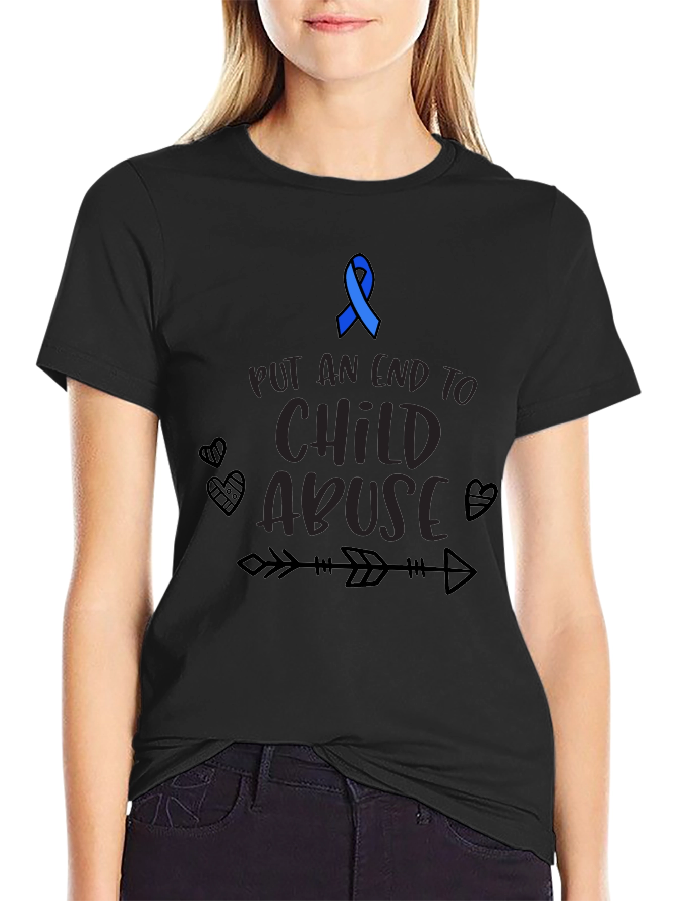 Child Abuse Awareness Ribbon Graphic Tee