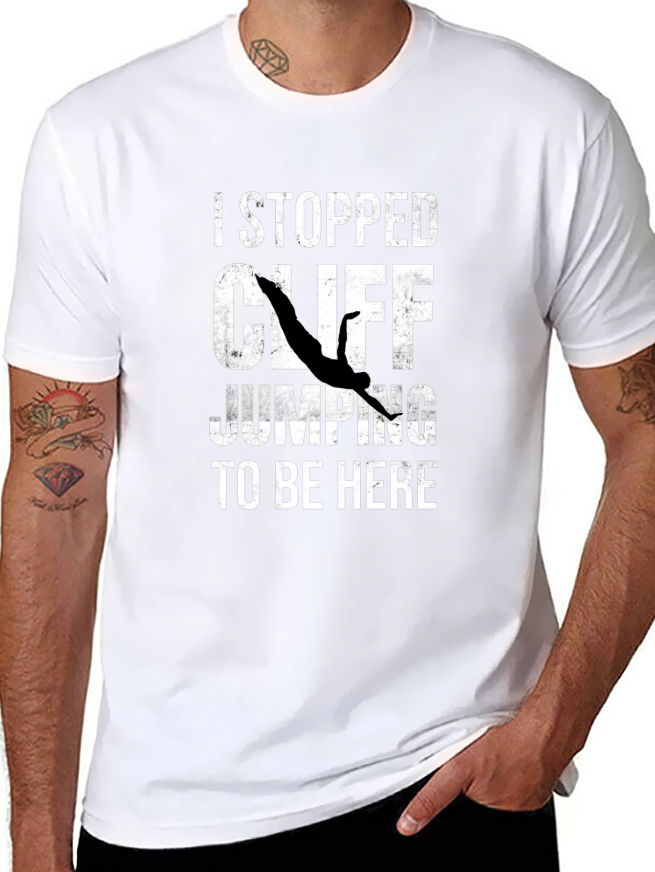 I Stopped Cliff Jumping T-Shirt - Funny Graphic Tee