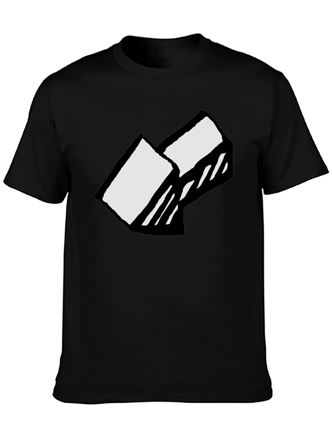 Abstract Block Graphic Tee - Soft Cotton Black T-Shirt