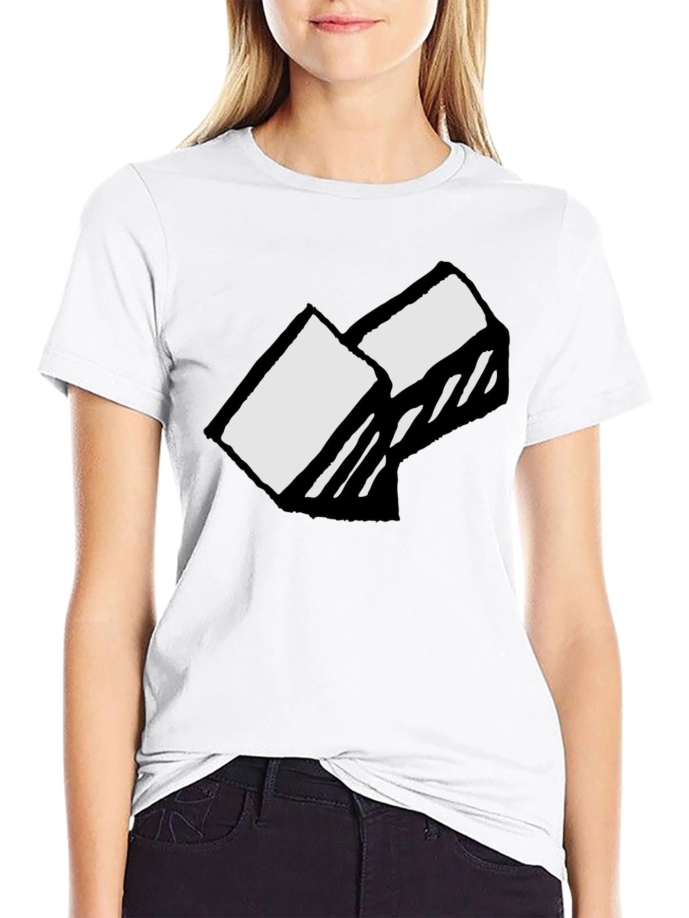 Abstract Block Graphic Tee - Soft Cotton Black T-Shirt