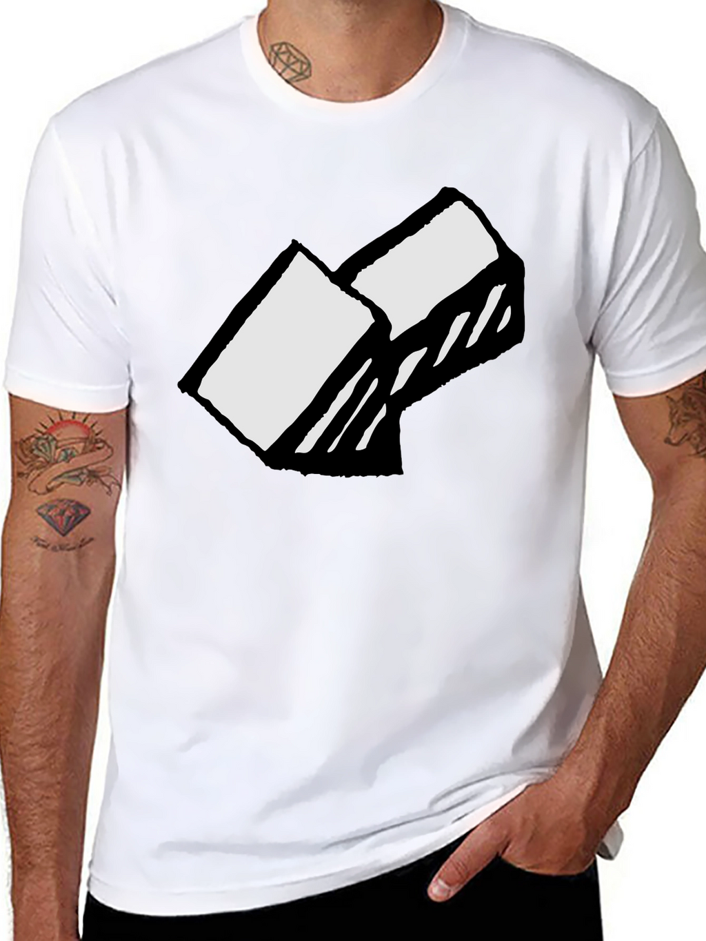 Abstract Block Graphic Tee - Soft Cotton Black T-Shirt