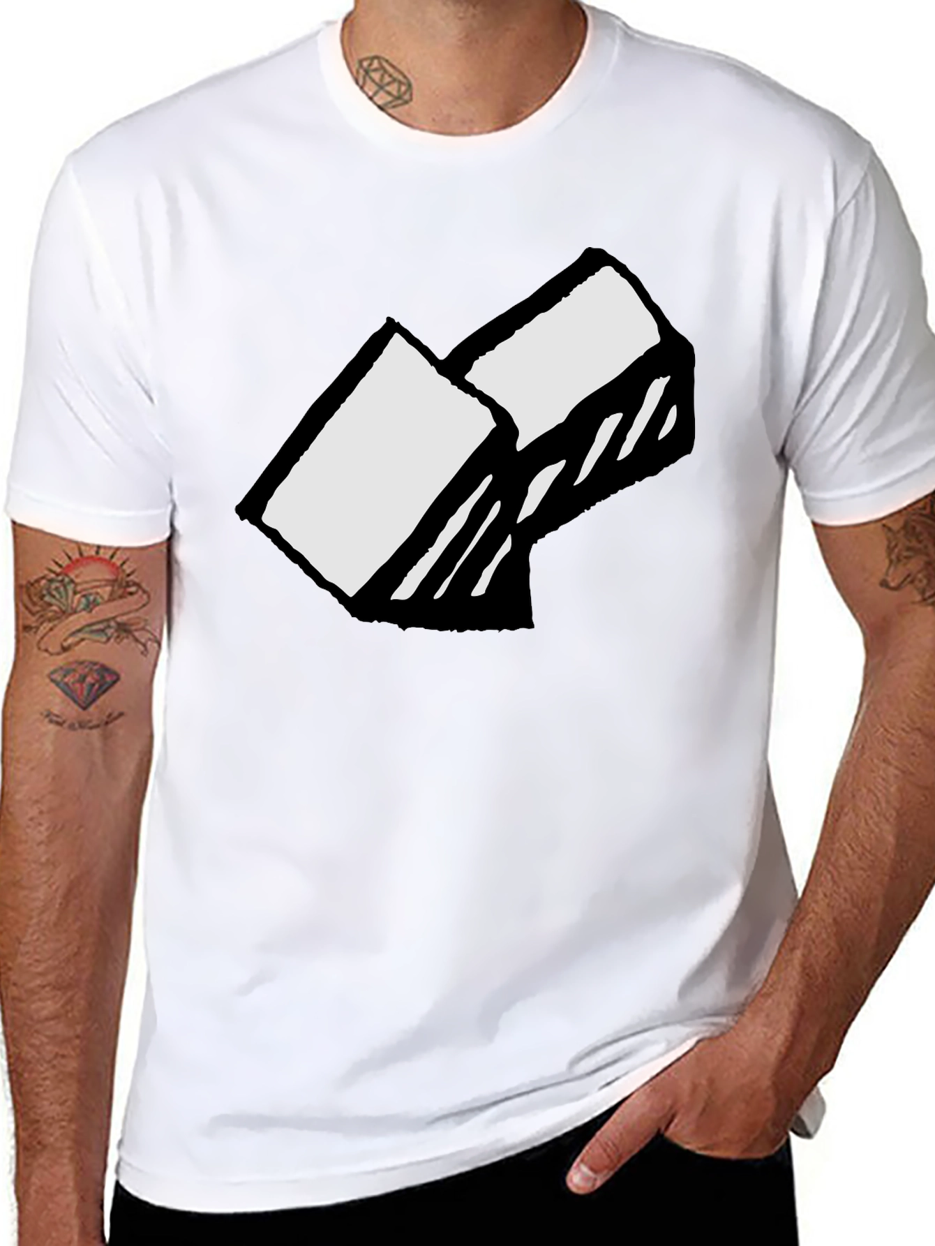 Abstract Block Graphic Tee - Soft Cotton Black T-Shirt