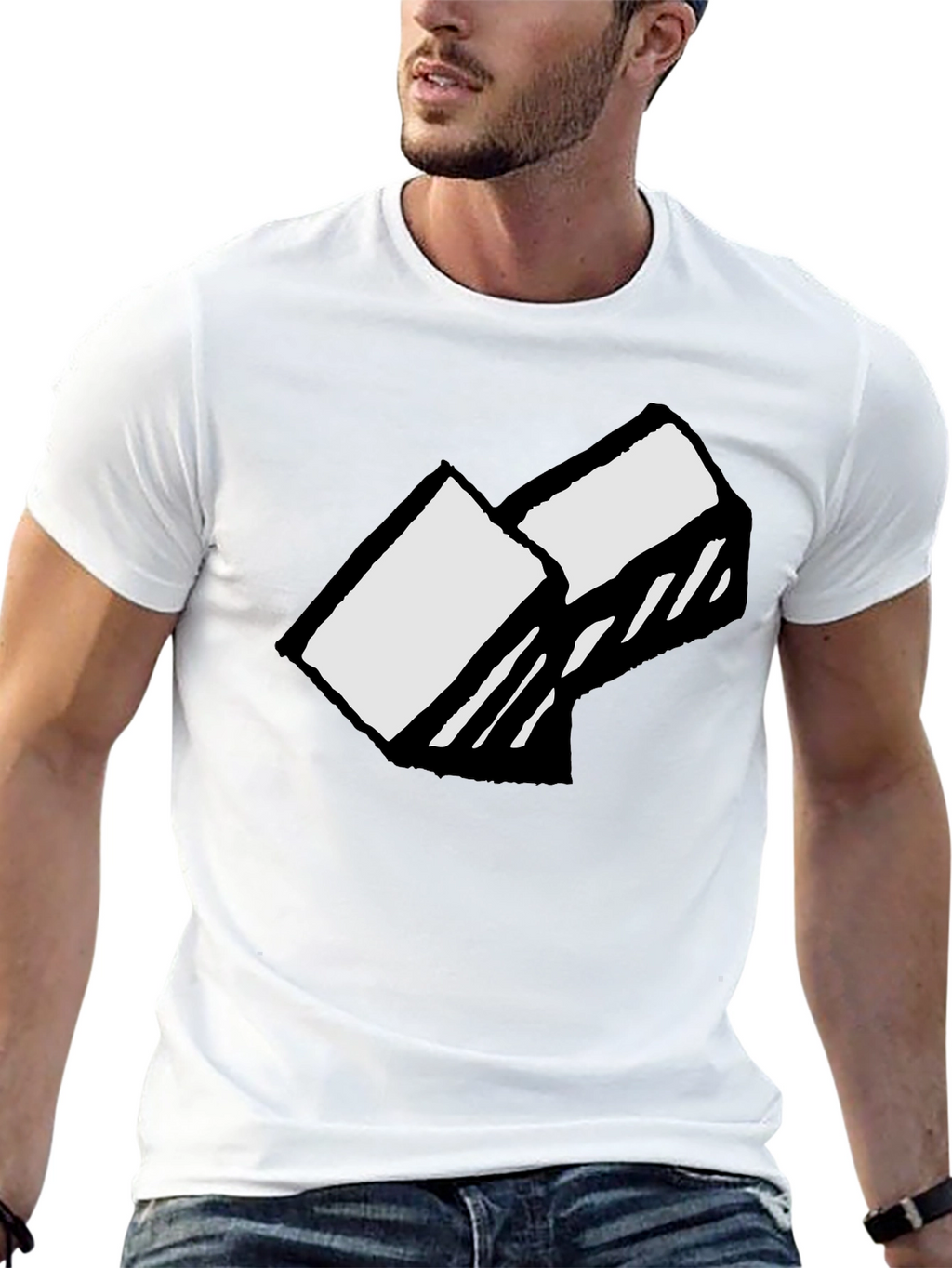 Abstract Block Graphic Tee - Soft Cotton Black T-Shirt