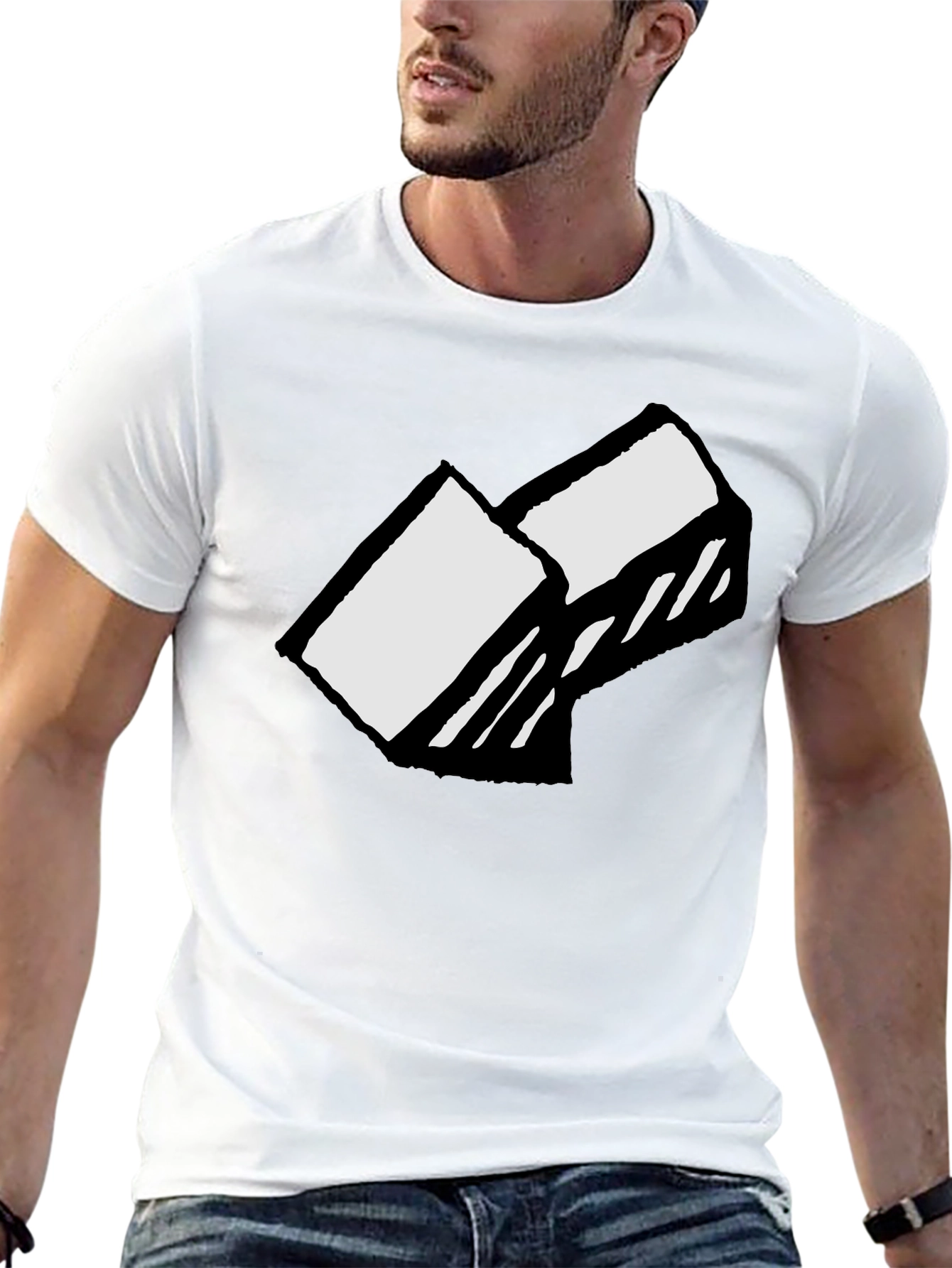 Abstract Block Graphic Tee - Soft Cotton Black T-Shirt