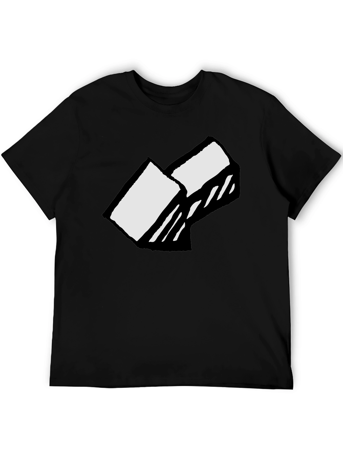 Abstract Block Graphic Tee - Soft Cotton Black T-Shirt