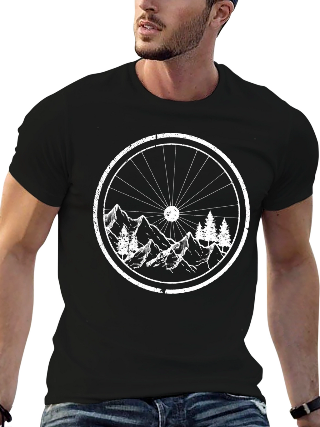 Mountain Bike Wheel Graphic Tee - Adventure Awaits!