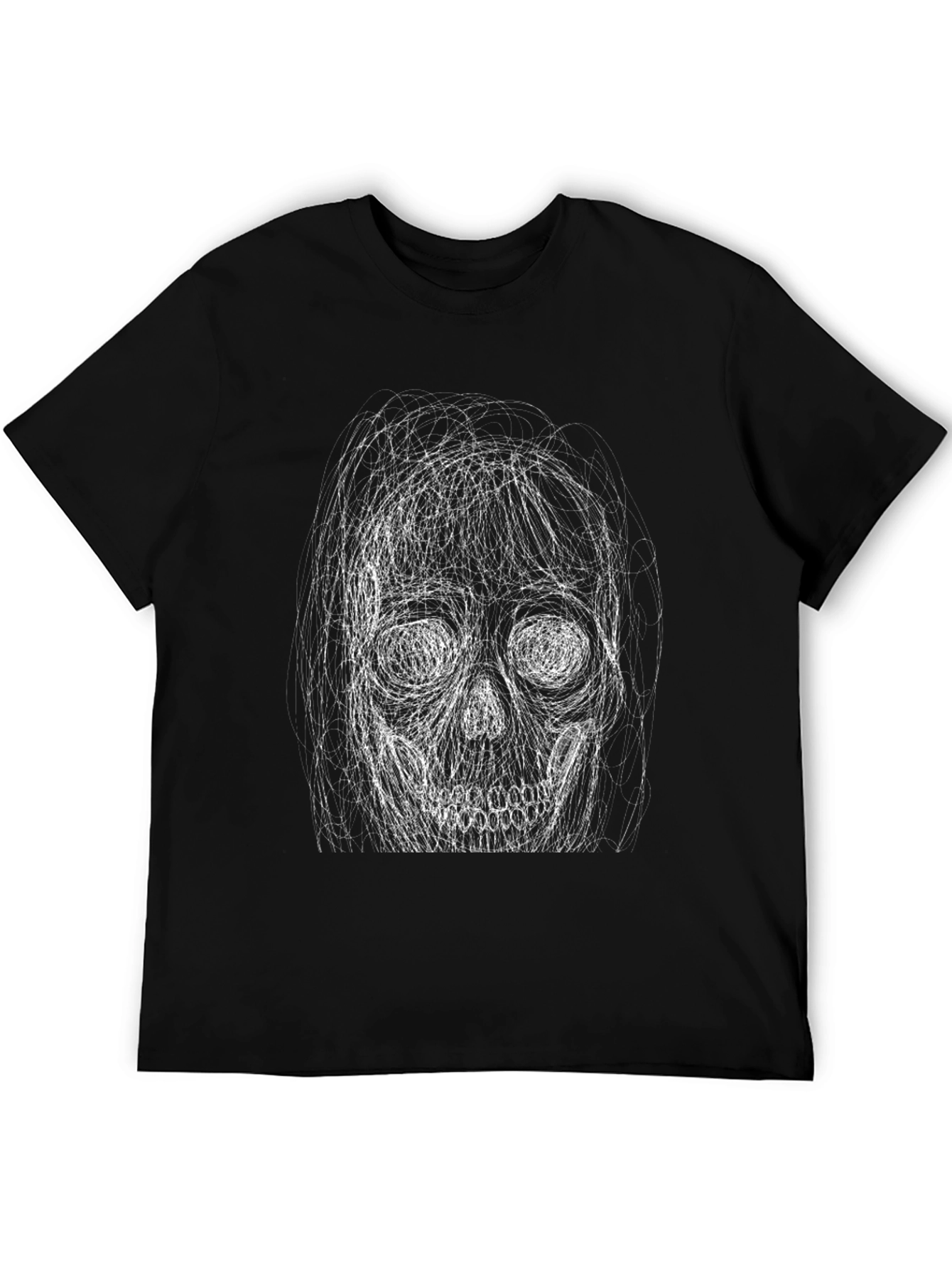 Skull Scribble Tee - Edgy Graphic Print T-Shirt