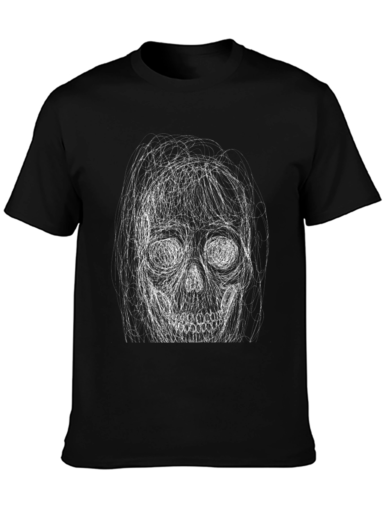 Skull Scribble Tee - Edgy Graphic Print T-Shirt