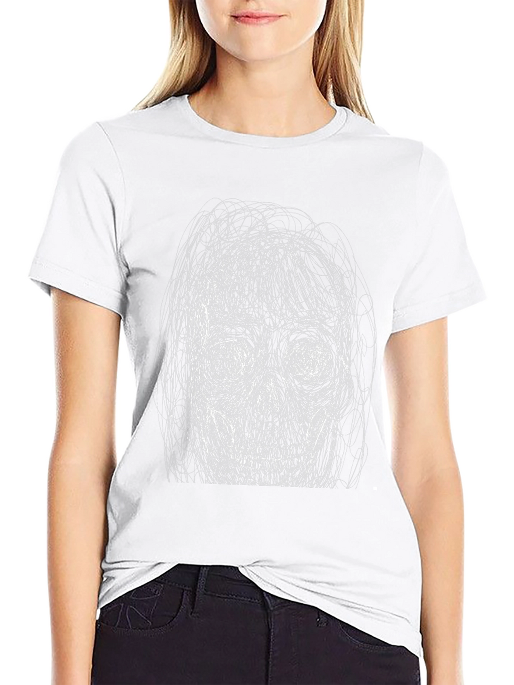 Skull Scribble Tee - Edgy Graphic Print T-Shirt