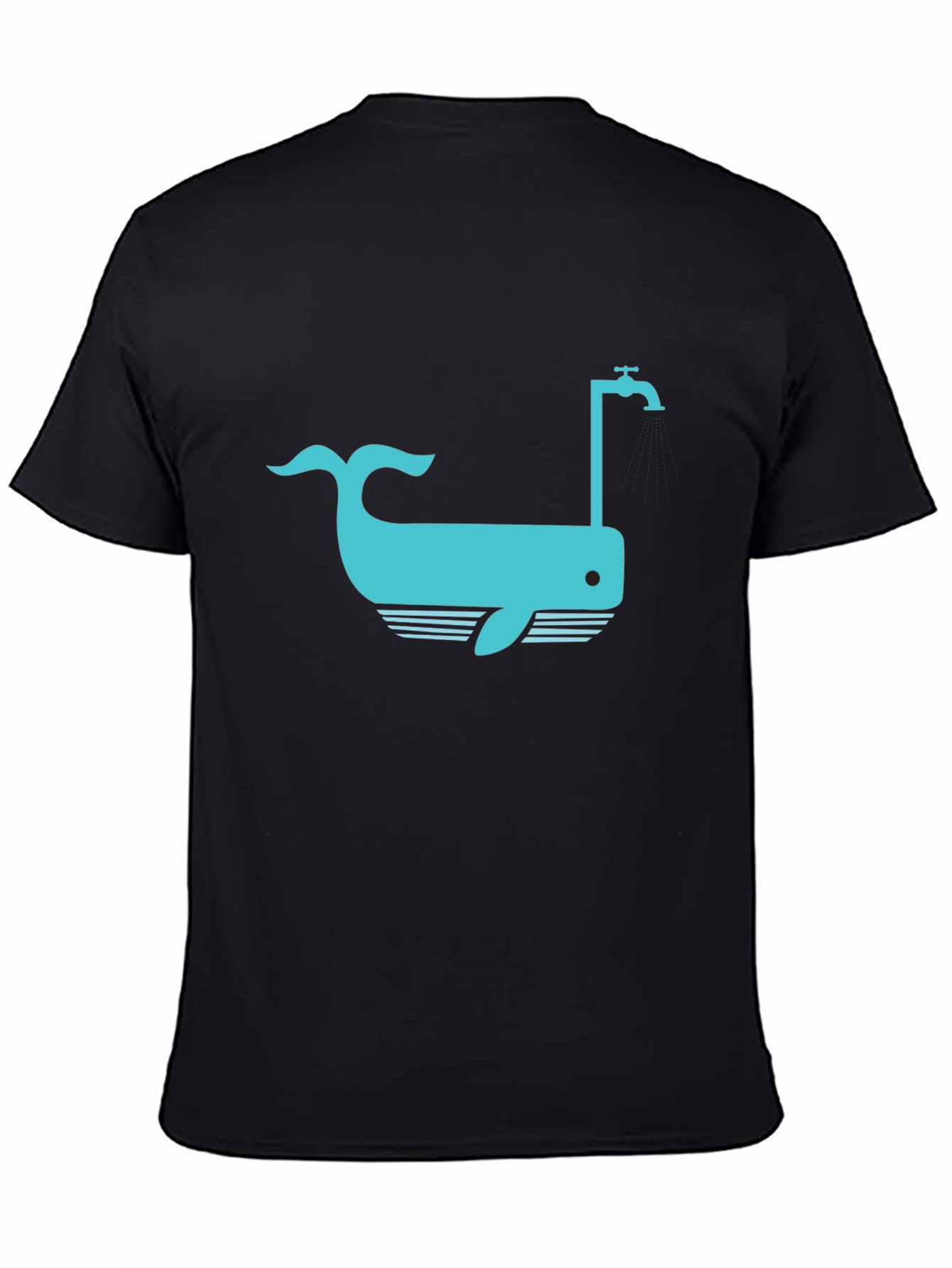 Whale Faucet Graphic Black T-Shirt