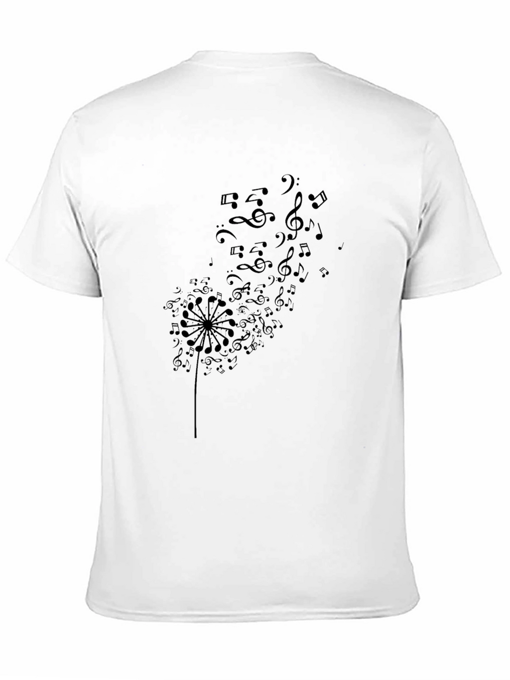 Musical Dandelion Graphic Tee - Black Cotton T-Shirt