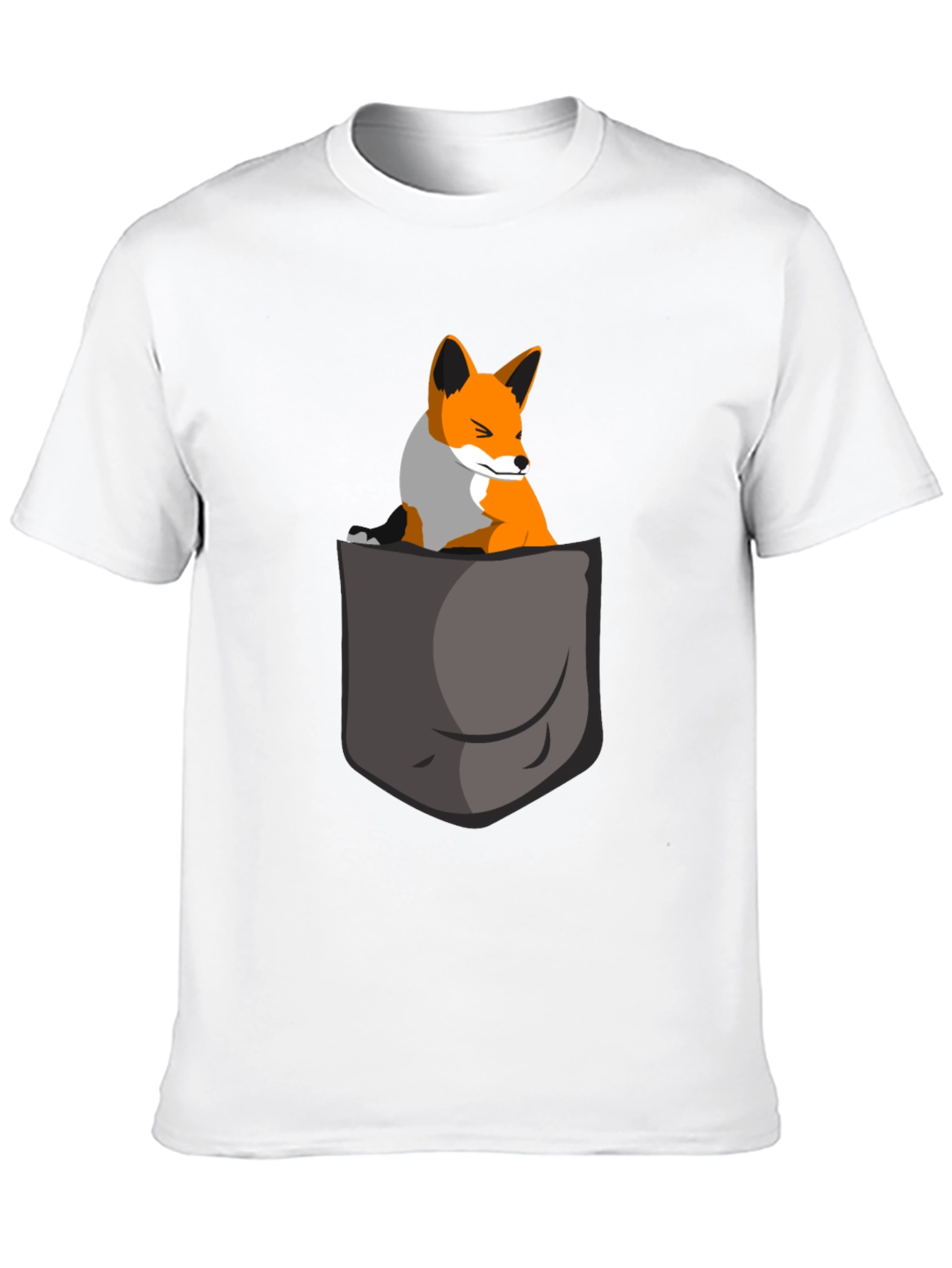 Fox in Pocket Graphic Tee - Cute Animal T-Shirt