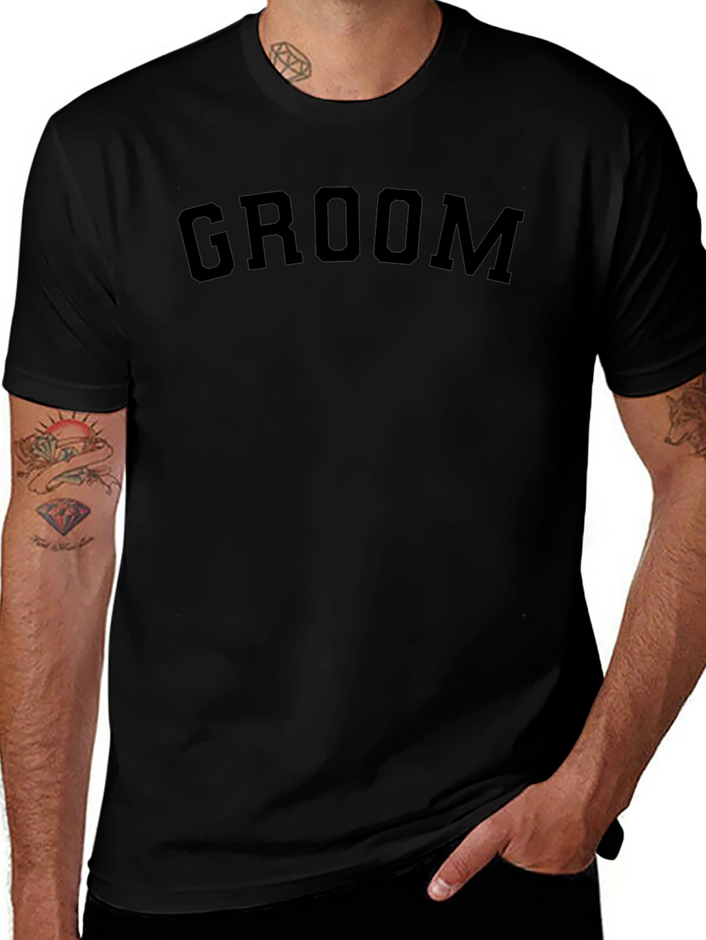 Groom Crew Neck T-Shirt - Black