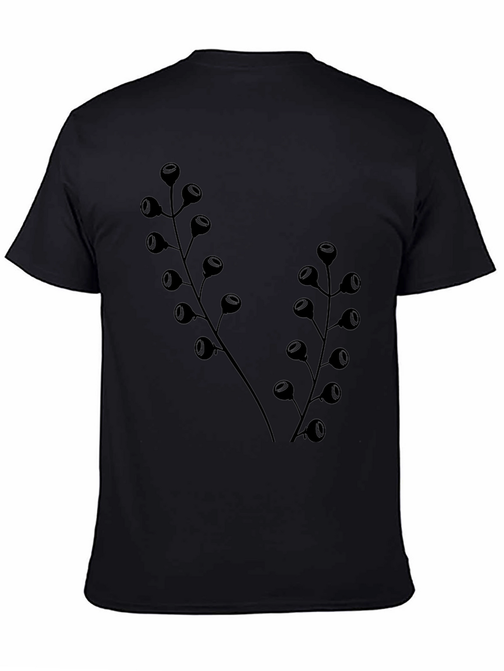 Botanical Black T-Shirt - Modern Plant Design