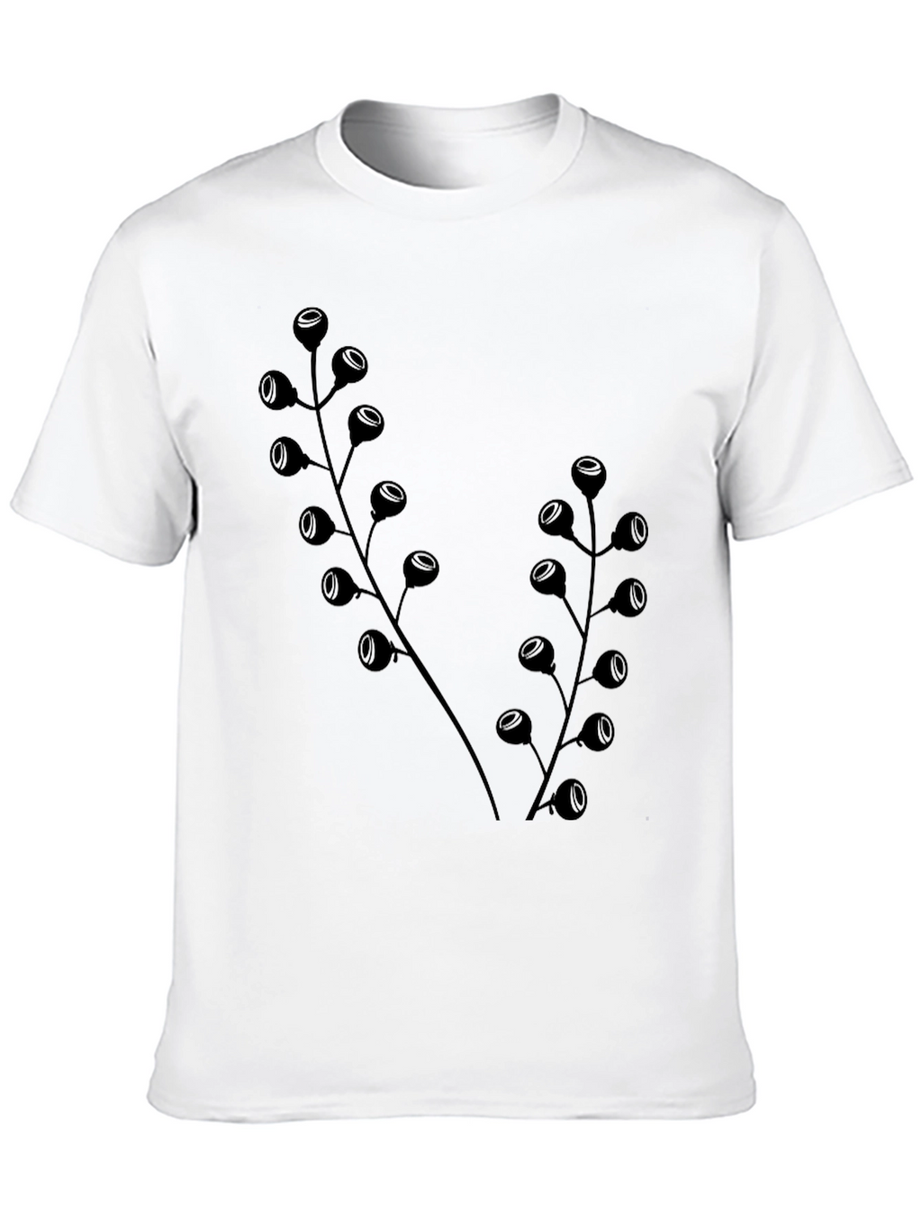 Botanical Black T-Shirt - Modern Plant Design