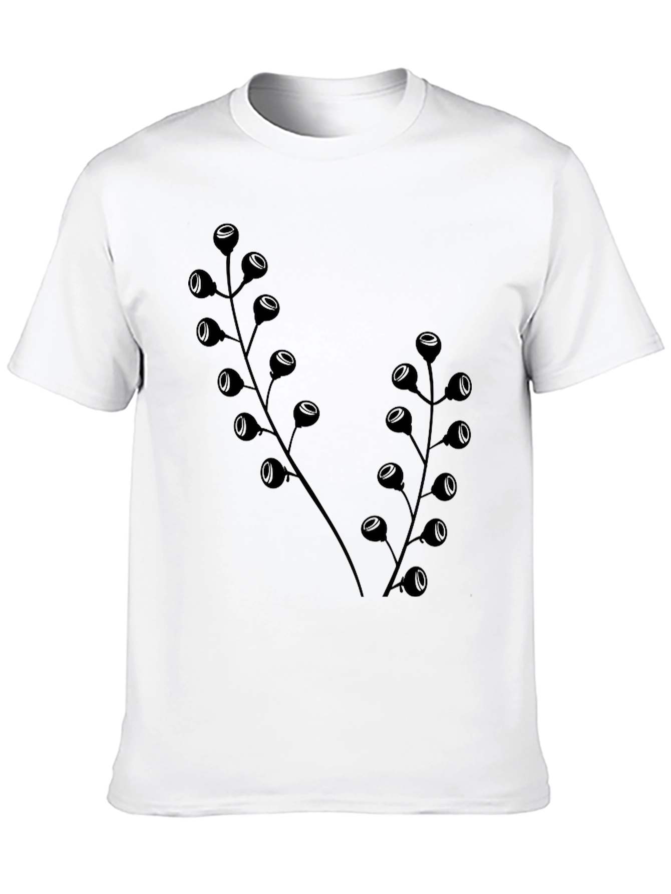 Botanical Black T-Shirt - Modern Plant Design