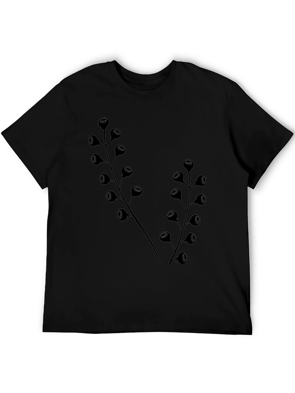 Botanical Black T-Shirt - Modern Plant Design