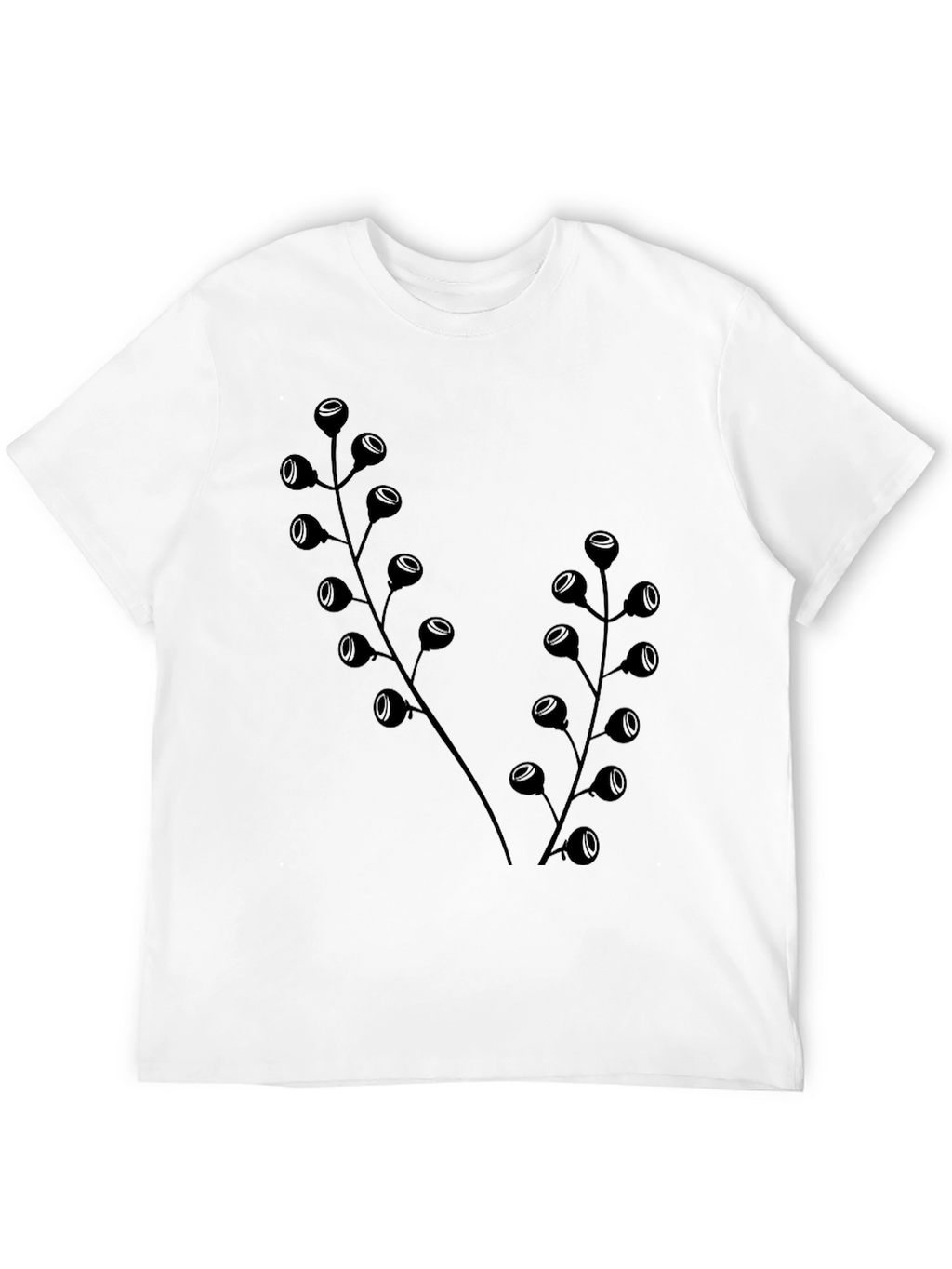Botanical Black T-Shirt - Modern Plant Design