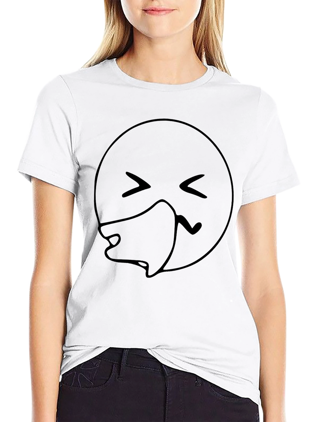 Sneezing Emoji Black T-Shirt - Unisex Casual Tee