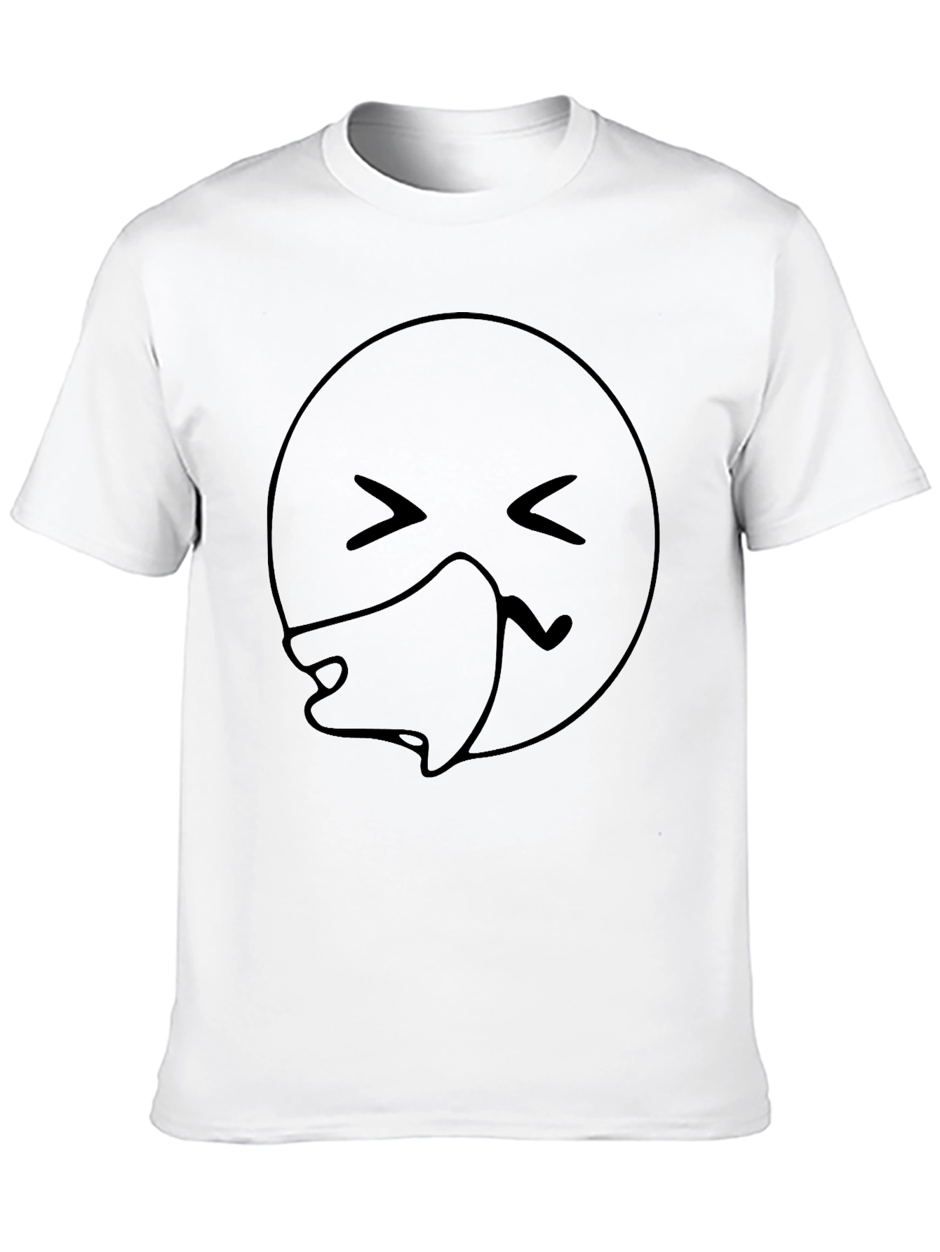 Sneezing Emoji Black T-Shirt - Unisex Casual Tee