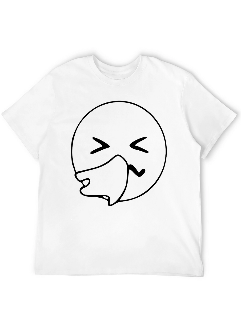 Sneezing Emoji Black T-Shirt - Unisex Casual Tee