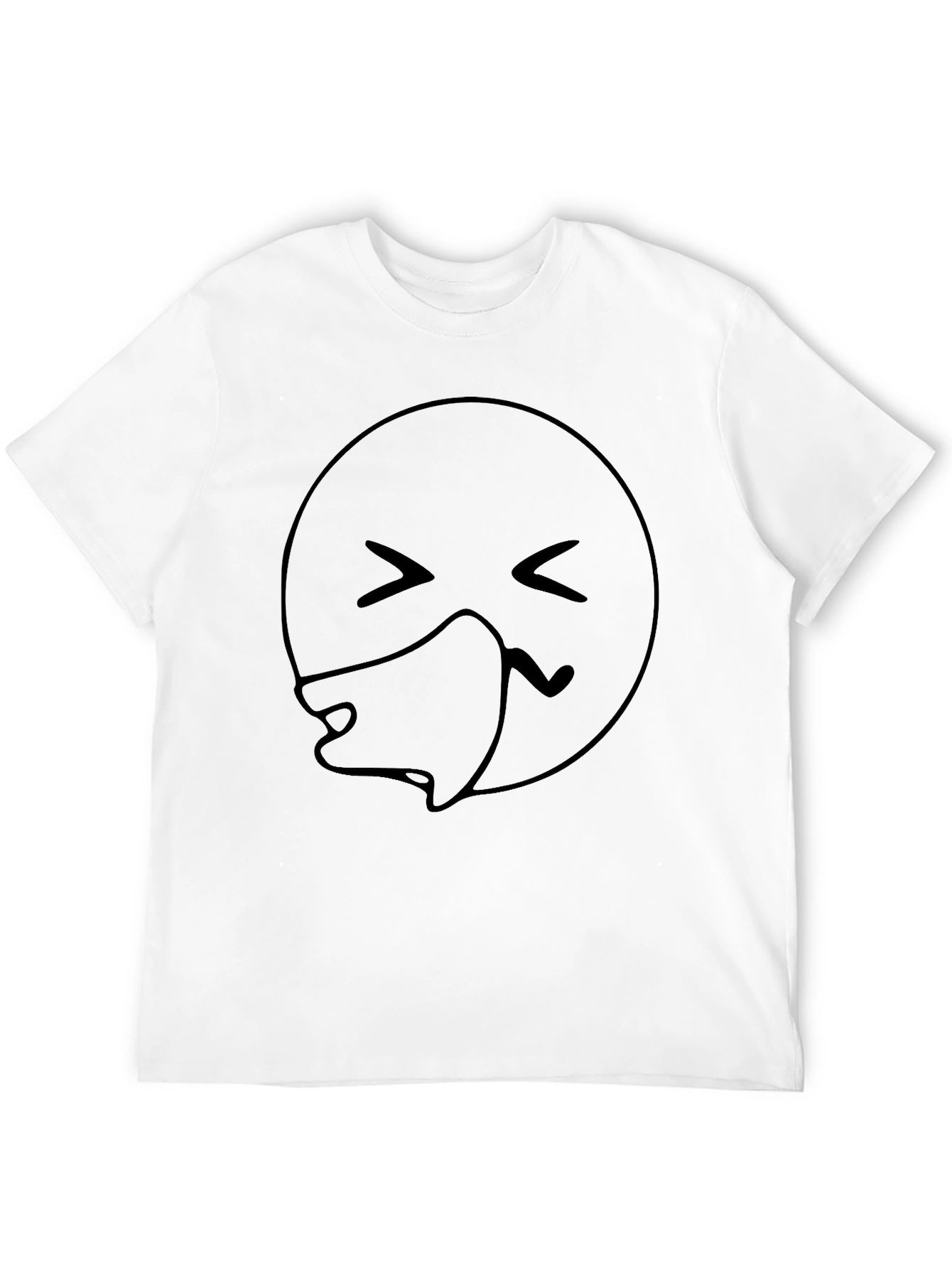 Sneezing Emoji Black T-Shirt - Unisex Casual Tee